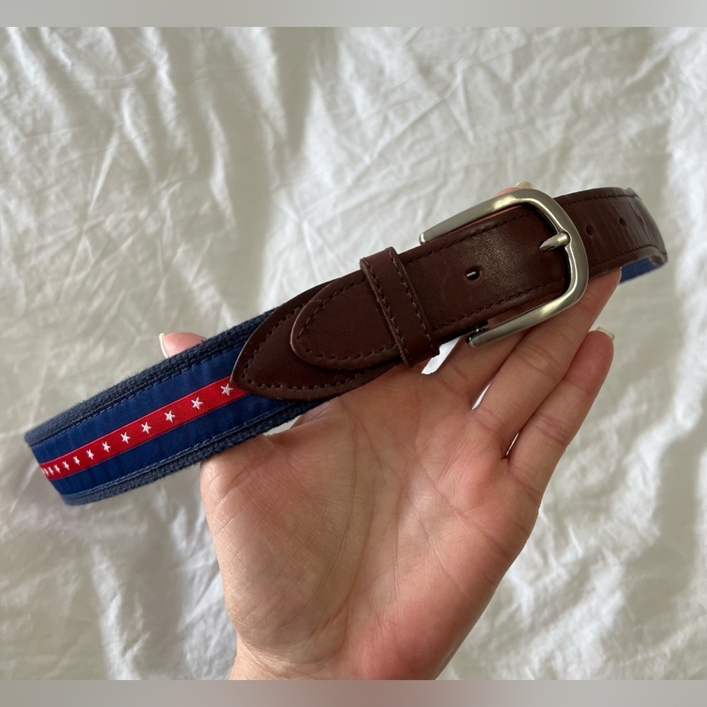 The Belted Cow | Men’s SZ 32 | Red Stars Canvas Cotton Webb Belt | Patriotic